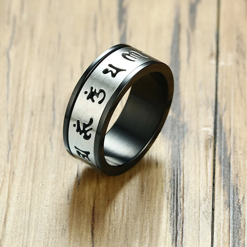 MANTRA Meditation Spinning Ring for Men Stainless Steel Tibetan Buddhist Six True Syllable Mantra Om Mani Padme Hum Jewelry
MANTRA Meditation Spinning Ring for Men Stainless Steel Tibetan Buddhist Six True Syllable Mantra Om Mani Padme Hum Jewelry