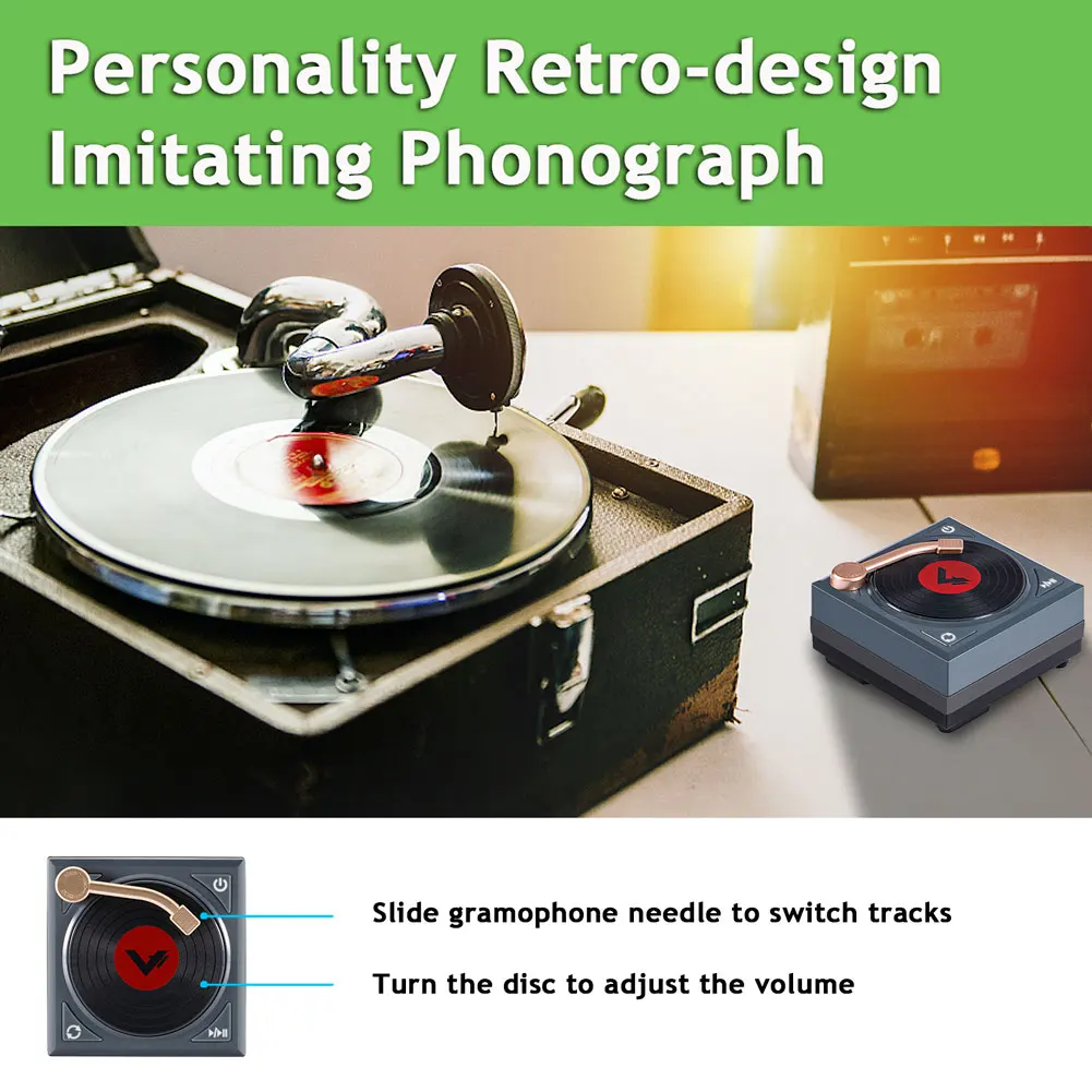 Mini Wireless Bluetooth Speaker Phonograph HIFI Audio Player Loundspeaker for Phones Tablets SP99
Mini Wireless Bluetooth Speaker Phonograph HIFI Audio Player Loundspeaker for Phones Tablets SP99