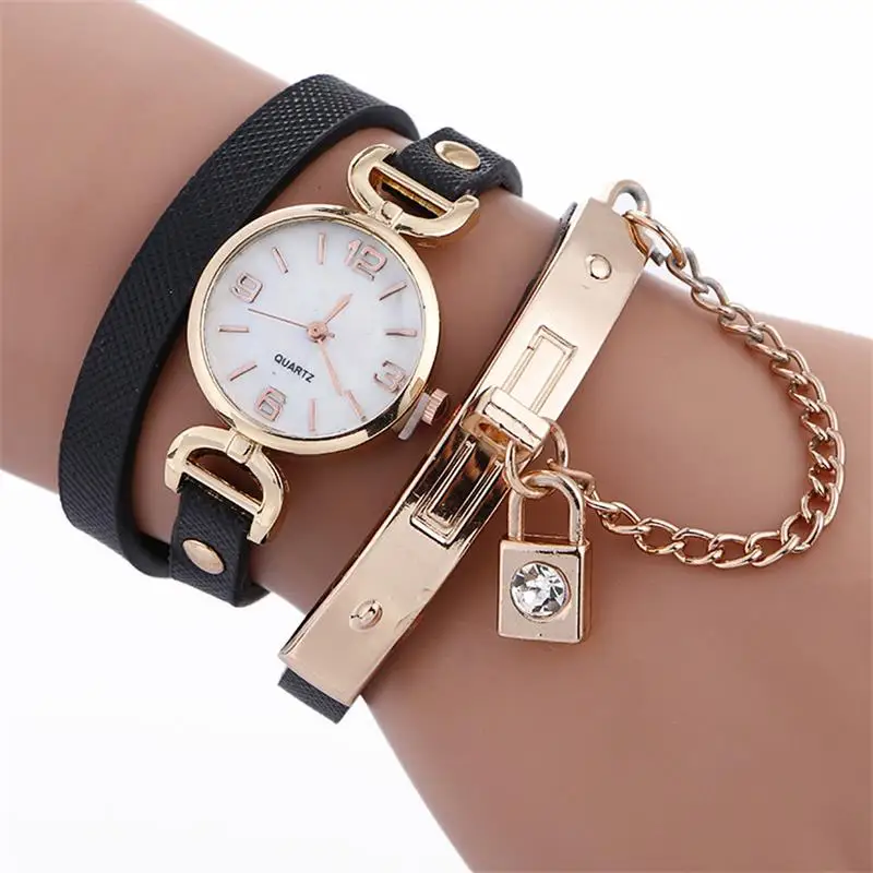 MINHIN Women's Casual Fashion Leather Watch Ladies Bracelet Wristwatch Lock Design Alloy Chain Strap Bangle Gold Watches
MINHIN Women's Casual Fashion Leather Watch Ladies Bracelet Wristwatch Lock Design Alloy Chain Strap Bangle Gold Watches