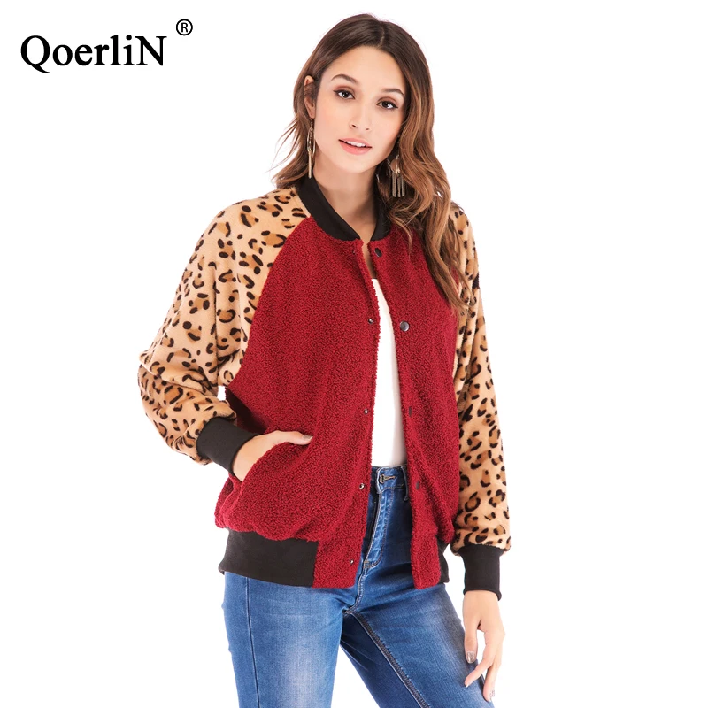 QoerliN Elegant Faux Fur Coat Women 2019 Autumn Winter Warm Soft Leopard Print Jacket Female Plush Overcoat Casual Outerwear | Женская