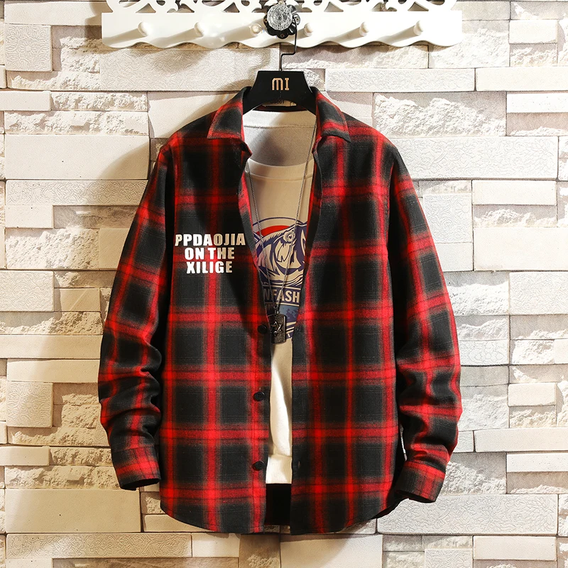 Spring personality Korean version of the trend of color matching plaid shirt men's casual hip hop loose long-sleeved shirt 5XL
Spring personality Korean version of the trend of color matching plaid shirt men's casual hip hop loose long-sleeved shirt 5XL