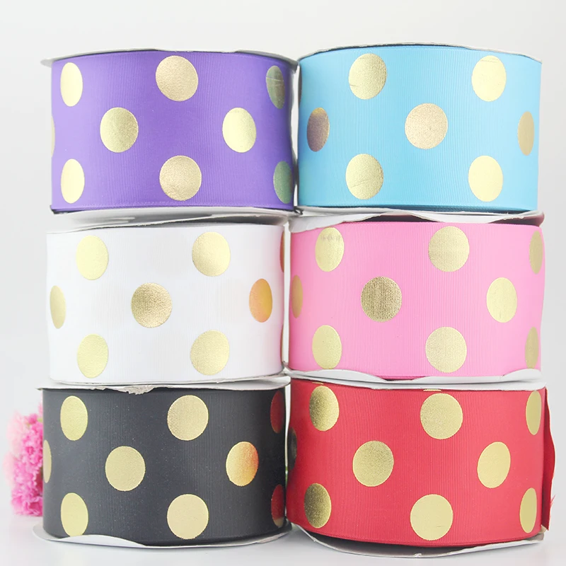 3 inch Gold Foil dot printed grosgrain ribbon 75mm 10 yards Diy hair bows ribbons for wedding garment decoration
3 inch Gold Foil dot printed grosgrain ribbon 75mm 10 yards Diy hair bows ribbons for wedding garment decoration
