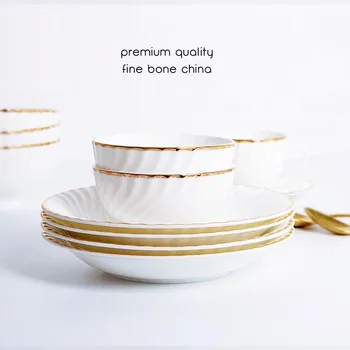 Bone China Plate Bowl Cup And Sauce Food Pot Set Golden Edge Dinnerware Gift Spirle Snack Dish High-Class Household Dinner Tools
Bone China Plate Bowl Cup And Sauce Food Pot Set Golden Edge Dinnerware Gift Spirle Snack Dish High-Class Household Dinner Tools