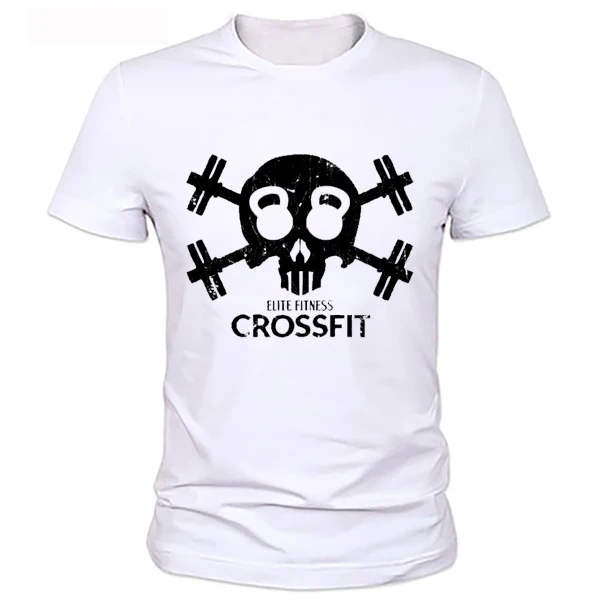 Crossfit 2016 Футболки Мужские Фитнес Топ Тис kettleball Череп Swag O Шеи Короткий Рукав Летняя