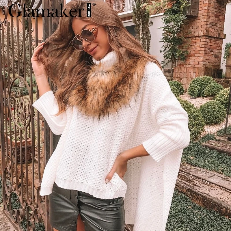 Glamaker Turtle neck knitted sweater women Bat sleeve split loose pullover female sweater Casual streetwear ladies shawl sweater
Glamaker Turtle neck knitted sweater women Bat sleeve split loose pullover female sweater Casual streetwear ladies shawl sweater