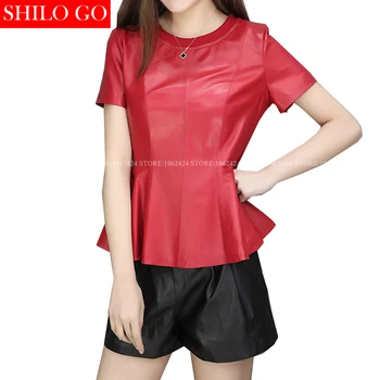 SHILO GO New Fashion Street Women Short O-Neck sheepskin Genuine Leather Ruffles Shirt Ladies black red short Shirt Good Quality
SHILO GO New Fashion Street Women Short O-Neck sheepskin Genuine Leather Ruffles Shirt Ladies black red short Shirt Good Quality