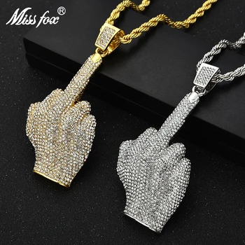 Missfox Big Finger Vertical Middle Finger Pendant Necklace Hip Hop Full Lab Diamond Personality Top Golden Necklace Men Jewelry
Missfox Big Finger Vertical Middle Finger Pendant Necklace Hip Hop Full Lab Diamond Personality Top Golden Necklace Men Jewelry