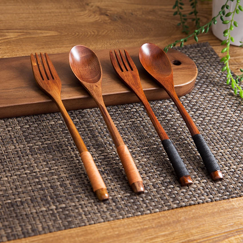 

Wooden Spoons fork Large Long Handled Spoon Kids Spoon Wood Rice Soup Dessert Spoon Coffer Tea Mixing Tableware 20.5 X 3 X 1cm