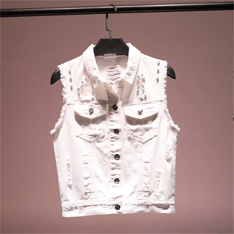 Fashion Spring Autumn Broken Hole Denim Vest Women Rivet Diamond Wild Student Short Jeans Waistcoat Women Slim Basic coat Vest
Fashion Spring Autumn Broken Hole Denim Vest Women Rivet Diamond Wild Student Short Jeans Waistcoat Women Slim Basic coat Vest