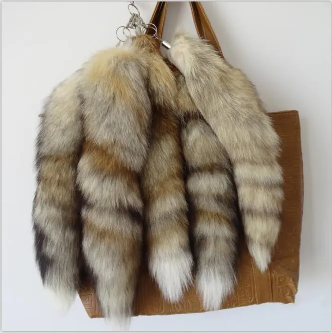 Фото new 100% Natural Fox Tail Plush Genuine Keychain Fur Tassel Bag Tag Charm Keyring Real Oversize Handbag Pendant | Украшения и