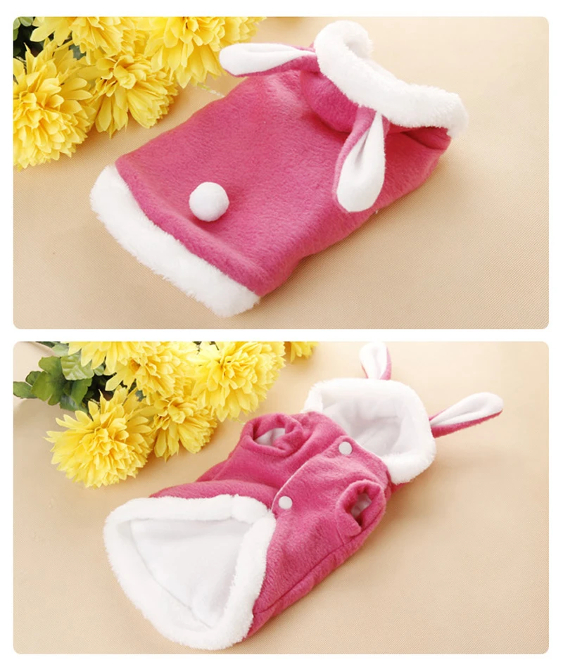 Cute Dog Puppy Rabbit Costume Christmas Pet Dog Clothes Cat Rabbit Hat Hoodie Coat Jackets Winter Warm FleeceDog Outfit (4)