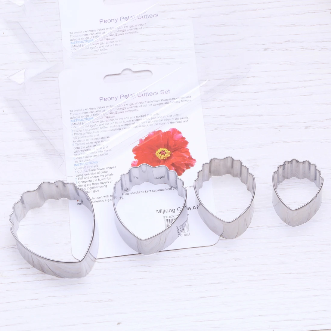 Top Quality 4pcs/set Fondant Cake Decoration Floral Petal Petals Cutter Decorating Tools Flower Mold Peony Stainless Steel Cake
Top Quality 4pcs/set Fondant Cake Decoration Floral Petal Petals Cutter Decorating Tools Flower Mold Peony Stainless Steel Cake