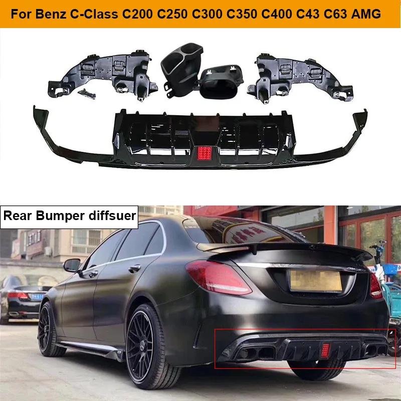 Car Rear Bumper Diffuser Lip Spoiler with Exhaust Tips for Mercedes Benz C-Class W205 C200 C250 C300 C350 C400 C43 C63 AMG 14-19
Car Rear Bumper Diffuser Lip Spoiler with Exhaust Tips for Mercedes Benz C-Class W205 C200 C250 C300 C350 C400 C43 C63 AMG 14-19