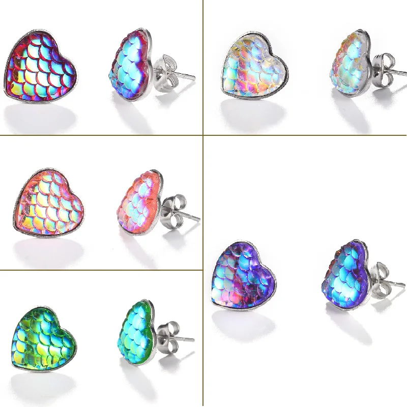 FYE02 FY Personalized Jewelry Stainless Steel Mermaid Cute Heart Fish Scale Earrings Round Stud Earrings For Girls Kids
FYE02 FY Personalized Jewelry Stainless Steel Mermaid Cute Heart Fish Scale Earrings Round Stud Earrings For Girls Kids