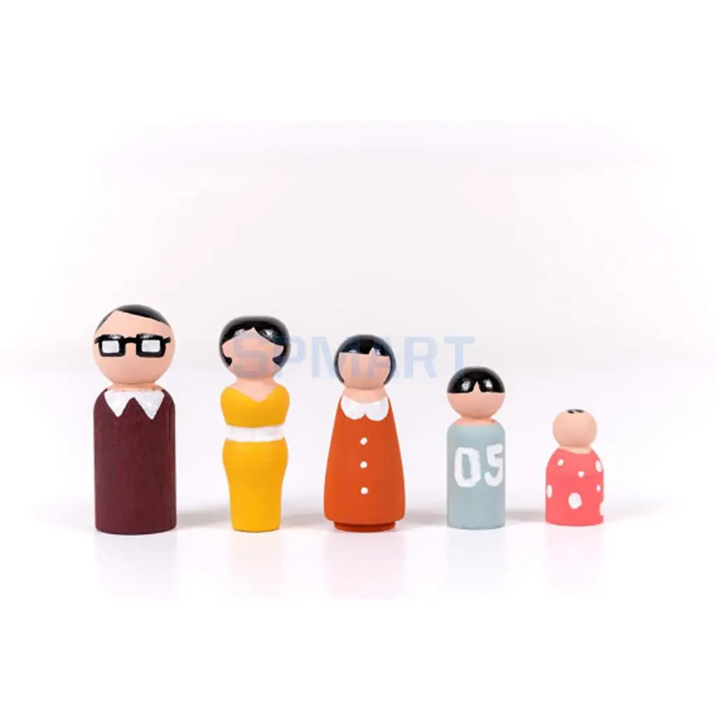 20pcs Wooden Family People Nesting Set Plain Unfinished Peg Dolls DIY Making Findings Cake Topper DIY Craft Kids Toy Gift