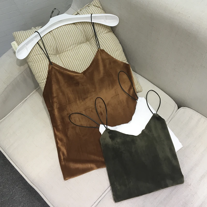 Alpha Shining Velvet Camis Female V-neck Sling Solid Tidy Sling Top Winter Casual Outwear
Alpha Shining Velvet Camis Female V-neck Sling Solid Tidy Sling Top Winter Casual Outwear