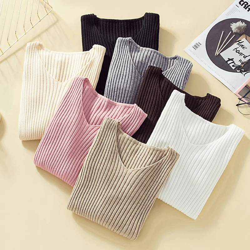 Pullover Knit Sweater Women 2019 Winter Clothes Women Jumper V Neck Soft Rib Knitted Winter Tops Knitwear Pull Femme Sweaters
Pullover Knit Sweater Women 2019 Winter Clothes Women Jumper V Neck Soft Rib Knitted Winter Tops Knitwear Pull Femme Sweaters