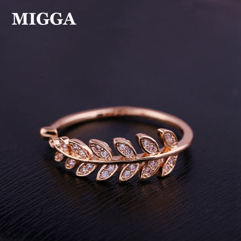 MIGGA Cubic Zircon Leaf Crystal Ring for Women Ladies Girls Rose Gold Color Fashion Chic Bague Jewelry
MIGGA Cubic Zircon Leaf Crystal Ring for Women Ladies Girls Rose Gold Color Fashion Chic Bague Jewelry