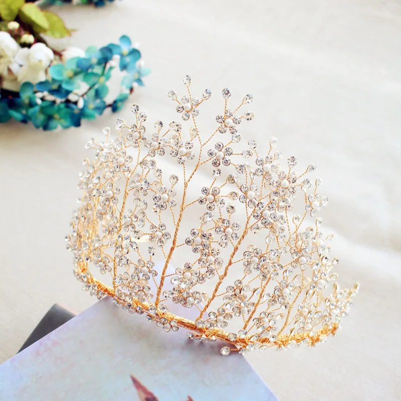 Brides Handmade Great Crystal Tiara Crowns Korean Flower Hairbands Headpieces Wedding Dress Accessories
Brides Handmade Great Crystal Tiara Crowns Korean Flower Hairbands Headpieces Wedding Dress Accessories