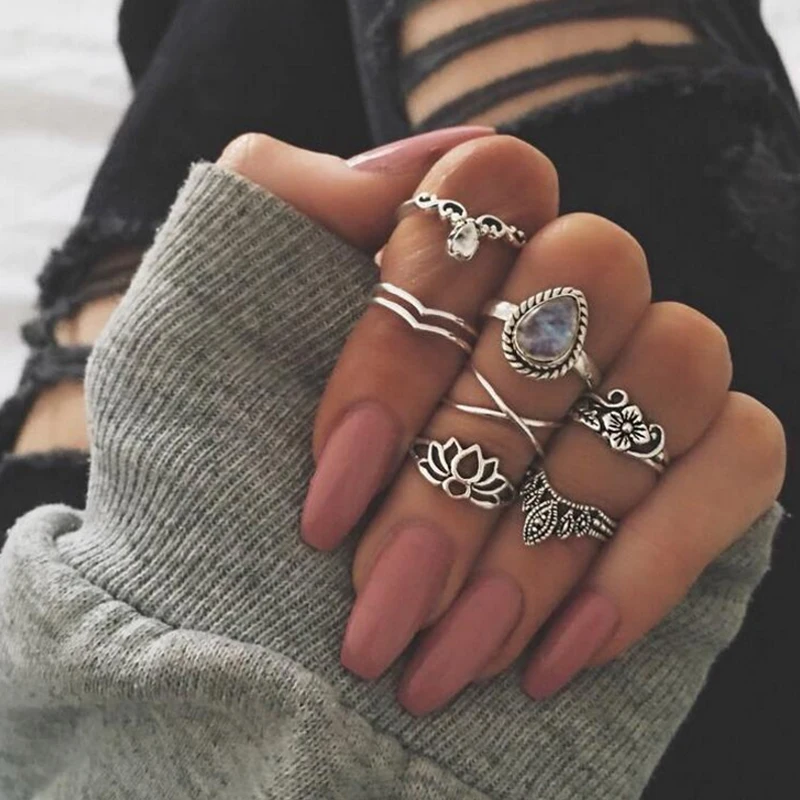 Retro Water Drops Openwork Lotus Crown Mosaic Cross Geometry Joint Gold Silver Rings Set Lady Bohemian Party Ornament Women Ring
Retro Water Drops Openwork Lotus Crown Mosaic Cross Geometry Joint Gold Silver Rings Set Lady Bohemian Party Ornament Women Ring