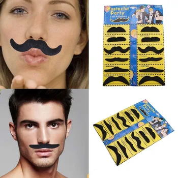 

12Pcs Funny Fake Mustache Sticker Pirate Party Decoration Halloween Cosplay Moustache Party Fake Beard Whisker Kids Adult Black