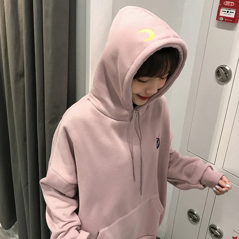 2019 New Autumn Hoodies Female College Wind Cartoon Kitten Embroidered Hoodies Loose Hooded Harajuku Moon Plus Velvet Pullover
2019 New Autumn Hoodies Female College Wind Cartoon Kitten Embroidered Hoodies Loose Hooded Harajuku Moon Plus Velvet Pullover