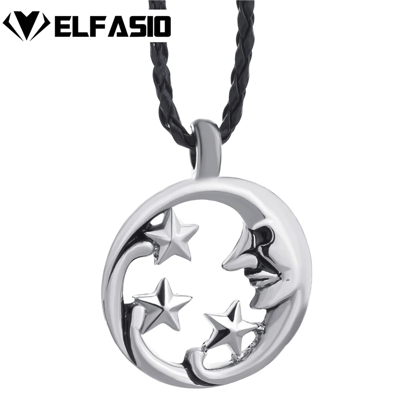 Crescent Smiling Moon and Stars Men's Women's Pewter Pendant with 24" Black Necklace Wholesale Jewelry LP231
Crescent Smiling Moon and Stars Men's Women's Pewter Pendant with 24" Black Necklace Wholesale Jewelry LP231