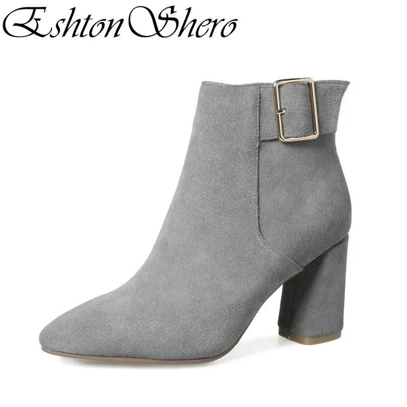 EshtonShero Shoes Woman Ankle Boots Cow Suede High Heel Zipper Buckle Women Pointed Toe Ladies Motorcycle Boots Size 34-39
EshtonShero Shoes Woman Ankle Boots Cow Suede High Heel Zipper Buckle Women Pointed Toe Ladies Motorcycle Boots Size 34-39
