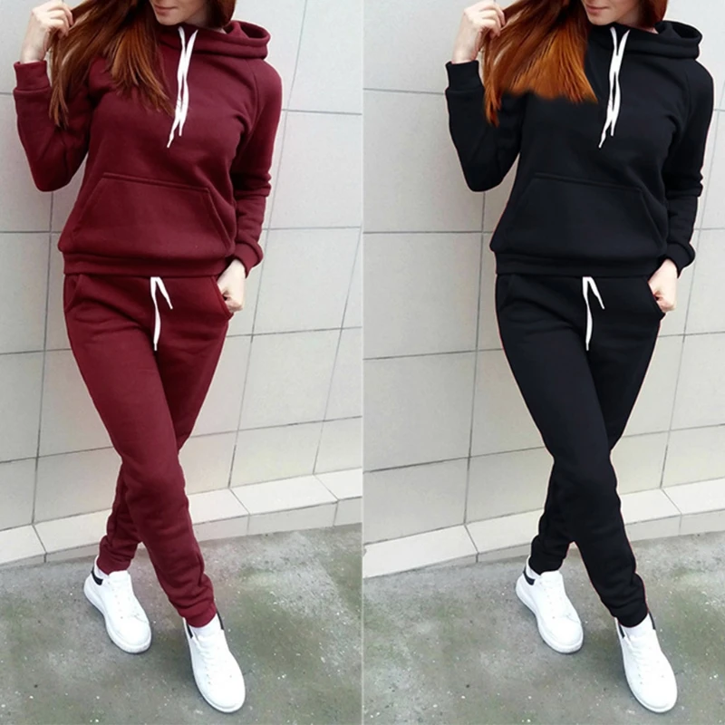 2018 New Women 2pcs Tracksuit solid thickening Coat+Pants Casual Suit Letter Print Hoodie Sweatshirt wine red/black warm
2018 New Women 2pcs Tracksuit solid thickening Coat+Pants Casual Suit Letter Print Hoodie Sweatshirt wine red/black warm