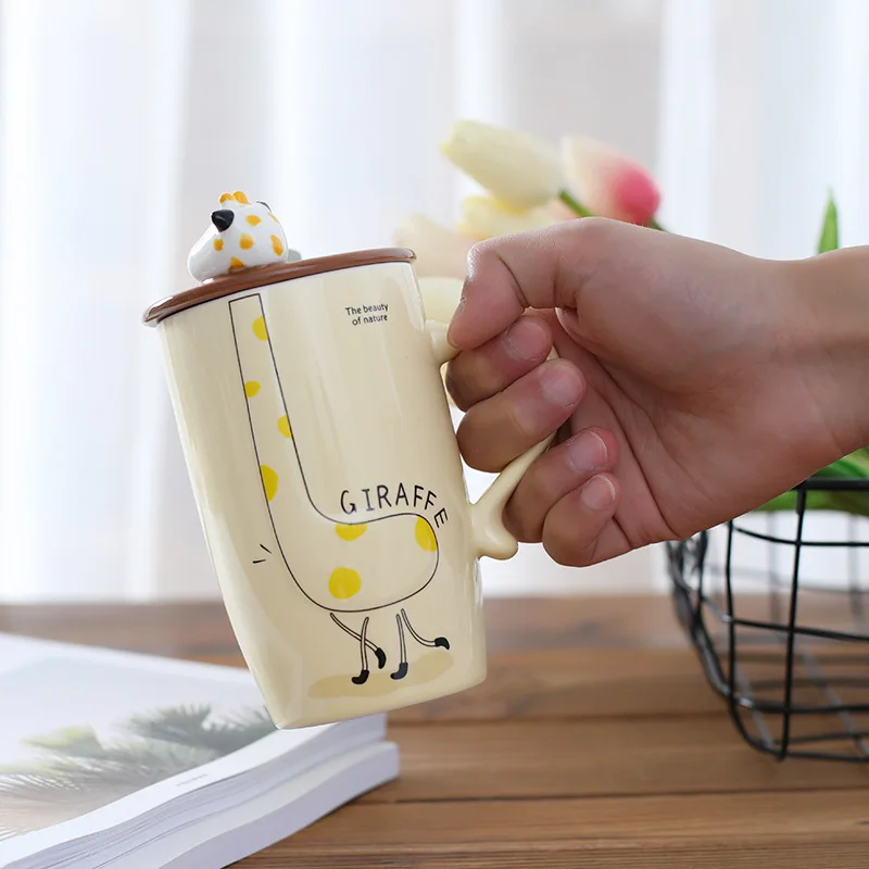 Фото 500ml Cartoon Giraffe Mug Couple Ceramic Coffee Cup Lady Office Single Layer Tea Gift | Дом и сад