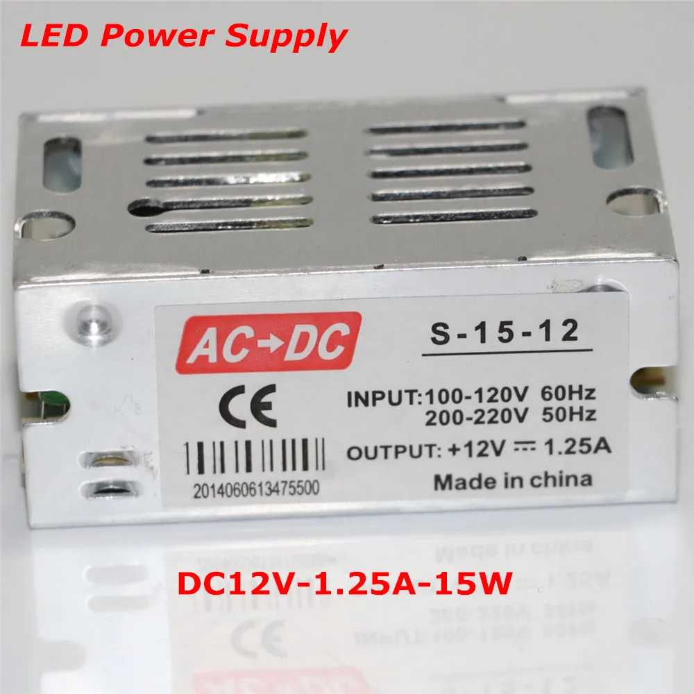 1 X High Quality AC100-120V 200-220V to DC12V Led Switching Power Supply 1.25A 15W AC DC Power Adapter Transformer Led Driver
1 X High Quality AC100-120V 200-220V to DC12V Led Switching Power Supply 1.25A 15W AC DC Power Adapter Transformer Led Driver