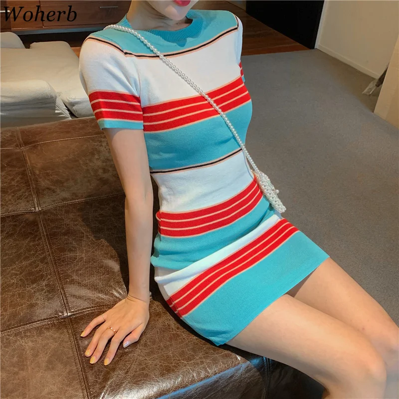 Woherb Summer 2019 Sexy Mini Pencil Dress Women Korean Fashion Knitted Short Sleeve Dresses Vintage Striped Print Vestido 21619
Woherb Summer 2019 Sexy Mini Pencil Dress Women Korean Fashion Knitted Short Sleeve Dresses Vintage Striped Print Vestido 21619