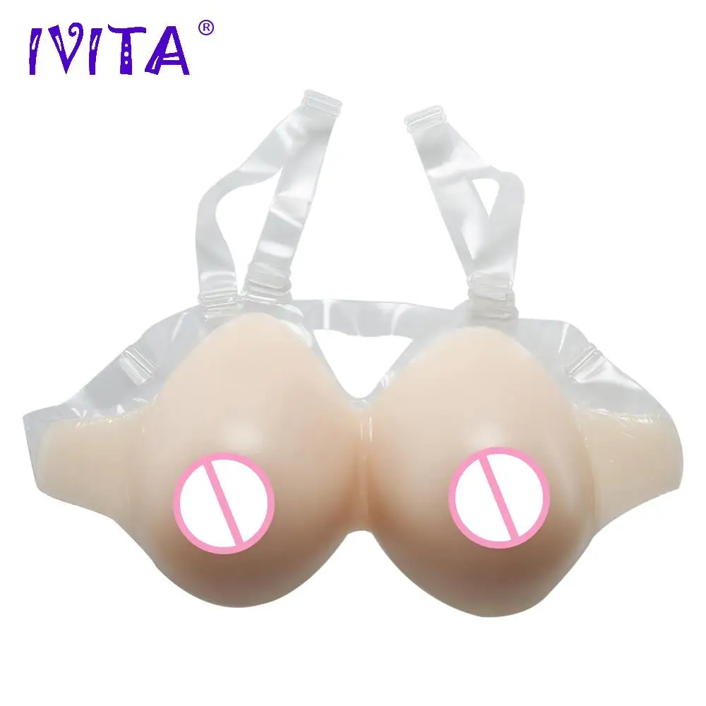

IVITA 2000g Fake Boobs With Shoulder Straps For Drag Queen Transsexual Enhancer Shemale Transgender Crossdresser Breast Forms