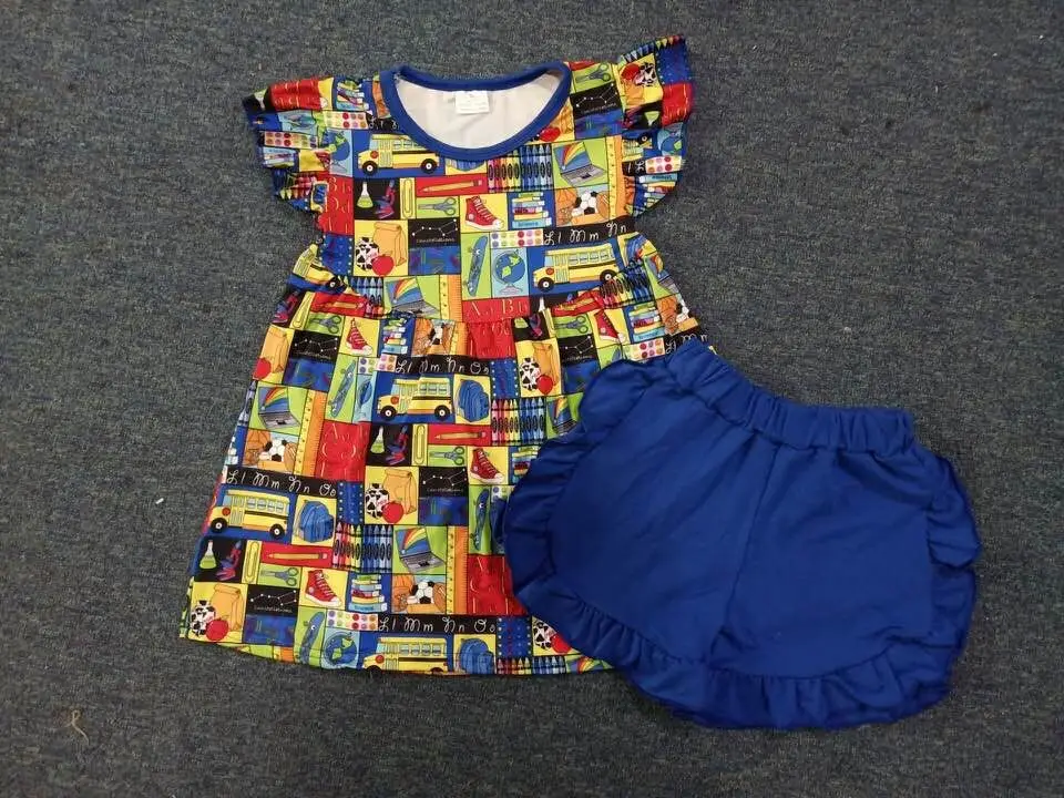2019 latest style back to school hot pencil bag girl set blue shorts small flying sleeve school kids suit
2019 latest style back to school hot pencil bag girl set blue shorts small flying sleeve school kids suit