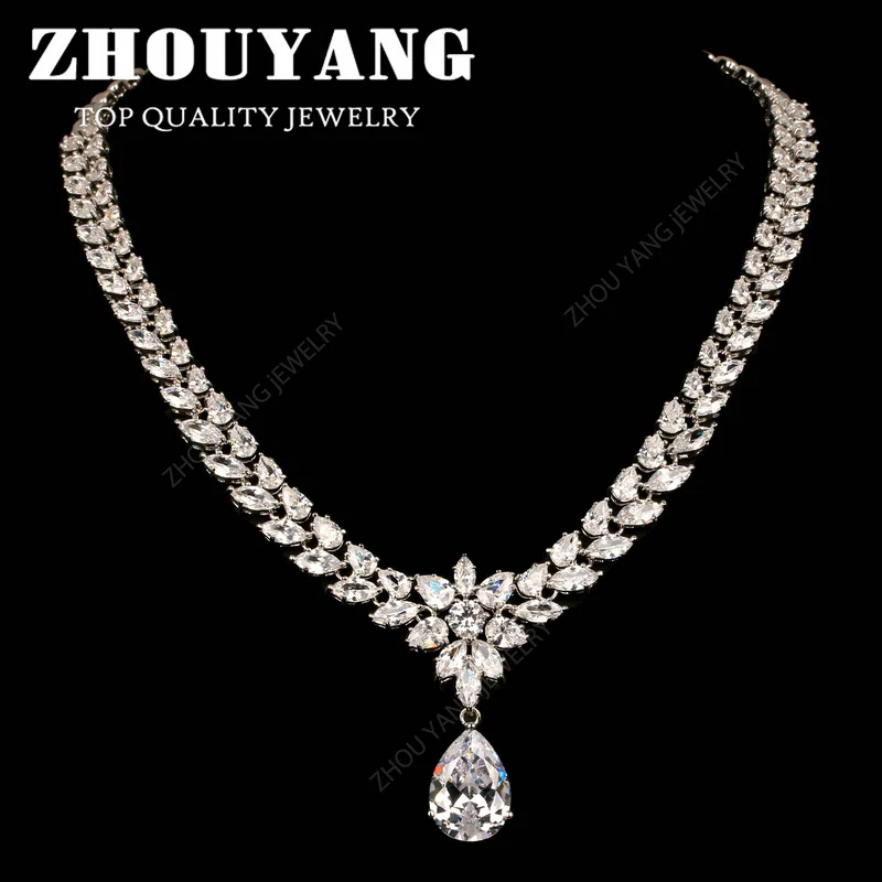 ZHOUYANG Top Quality ZYN557 Luxurious Water Drop Silver Color Shinning CZ Necklace Jewelry for Party and Wedding
ZHOUYANG Top Quality ZYN557 Luxurious Water Drop Silver Color Shinning CZ Necklace Jewelry for Party and Wedding