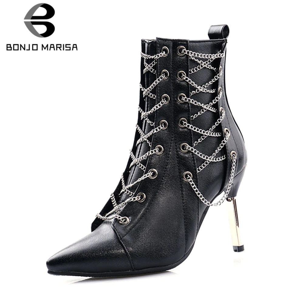 BONJOMARISA Brand New Plus Size 32-48 Ladies High Heels Chain Pointed Toe Shoes Woman Casual Party Autumn Winter Ankle Boots
BONJOMARISA Brand New Plus Size 32-48 Ladies High Heels Chain Pointed Toe Shoes Woman Casual Party Autumn Winter Ankle Boots