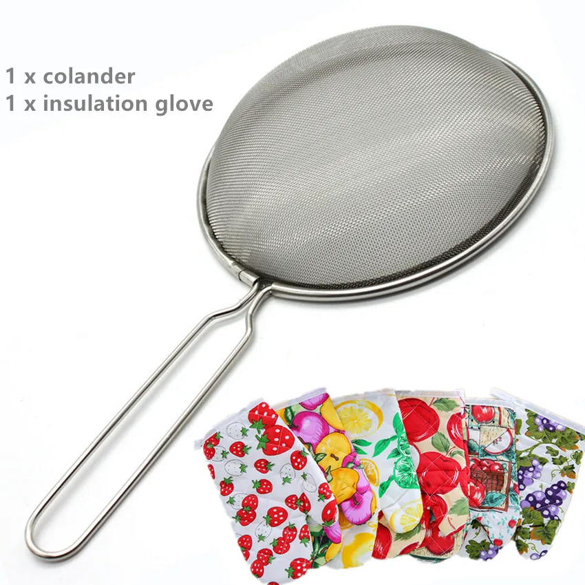 Stainless steel colander with anti-hot gloves Fine Mesh Food Strainer stainless steel wire mesh colander kitchen appliances
Stainless steel colander with anti-hot gloves Fine Mesh Food Strainer stainless steel wire mesh colander kitchen appliances