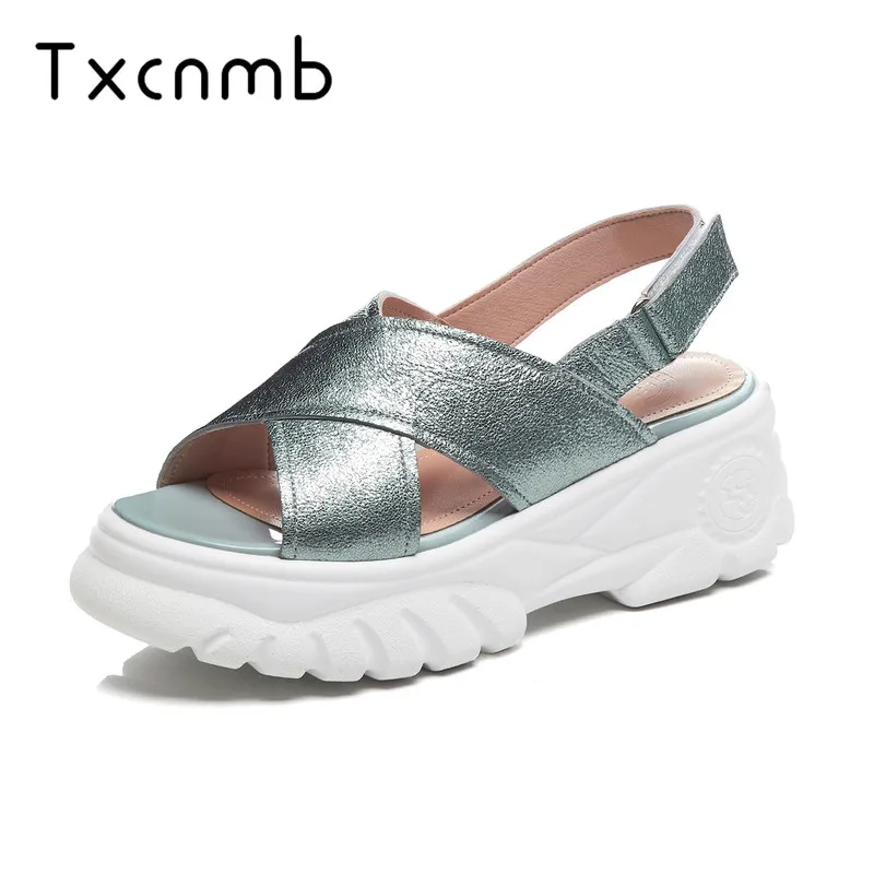 TXCNMB shoes woman 2019 Women Sandals Genuine leather Fashion Buckle Round Open-toed Summer Twinkle Thick Soled Shoes Platform
TXCNMB shoes woman 2019 Women Sandals Genuine leather Fashion Buckle Round Open-toed Summer Twinkle Thick Soled Shoes Platform