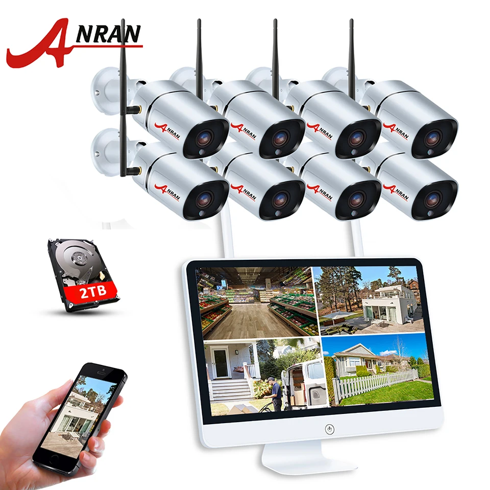 ANRAN P2P 2.0MP 8CH NVR 15 Inch LCD Monitor 1080P 36IR Outdoor Waterproof Video IP Wireless Camera Security System 1/2/3TB HDD
ANRAN P2P 2.0MP 8CH NVR 15 Inch LCD Monitor 1080P 36IR Outdoor Waterproof Video IP Wireless Camera Security System 1/2/3TB HDD