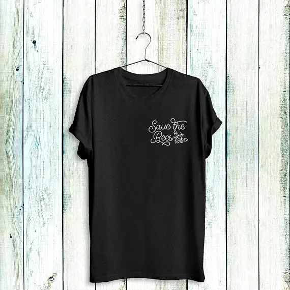 

Save the Bees Pocket Shirt Graphic Cotton O-Neck T-Shirt Nature Lover Bee tee unisex beekeeper gift tops pocket black 90s tshirt