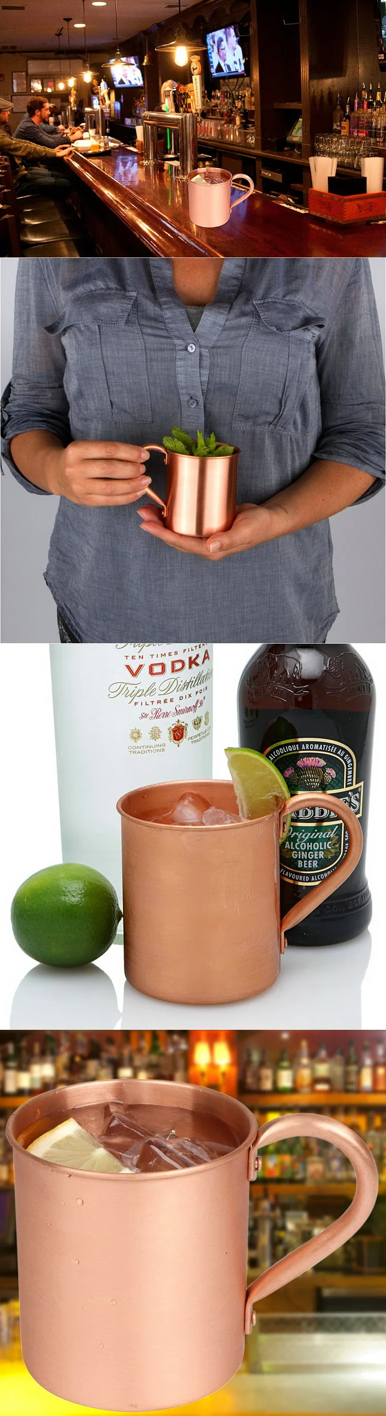 Copper drinking mug, retro design with large handle. Keep your drins c