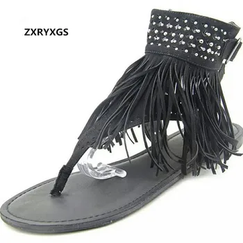 2019 Newest Summer Tassel Pin Toe Rivet Flat Sandals Women Shoes Shoes Large Size 36-44 Fashion Sandals Summer Women Sandals
2019 Newest Summer Tassel Pin Toe Rivet Flat Sandals Women Shoes Shoes Large Size 36-44 Fashion Sandals Summer Women Sandals