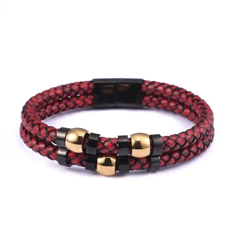New Design Multi-layers Handmade Braided Genuine Leather Bracelet & Bangle For Men Stainless Steel Magnetic Clasp Fashion Bangle
New Design Multi-layers Handmade Braided Genuine Leather Bracelet & Bangle For Men Stainless Steel Magnetic Clasp Fashion Bangle