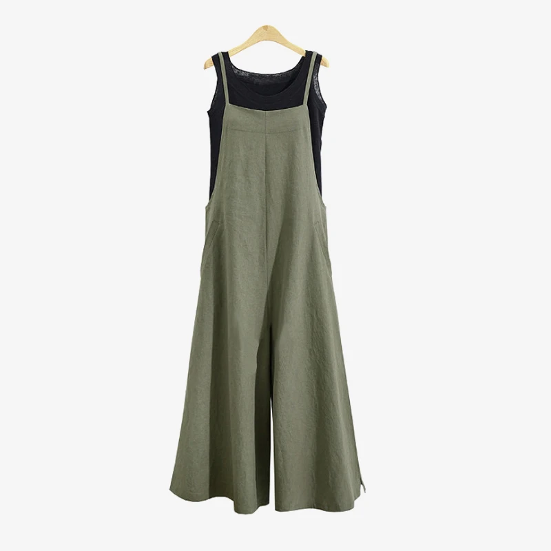 Women's Linen Wide Leg Plus Size 4XL 5XL Rompers Jumpsuit Sleeveless Straip Solid Straight Long Overalls 2019 Autumn Mono Mujer
Women's Linen Wide Leg Plus Size 4XL 5XL Rompers Jumpsuit Sleeveless Straip Solid Straight Long Overalls 2019 Autumn Mono Mujer
