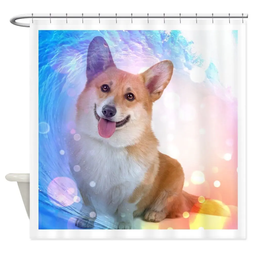Smiling Corgi with Blue Wave Shower Curtain Decorative Fabric Shower Curtain Set Non-Slip Bathroom Mats Home Room Doormat
Smiling Corgi with Blue Wave Shower Curtain Decorative Fabric Shower Curtain Set Non-Slip Bathroom Mats Home Room Doormat