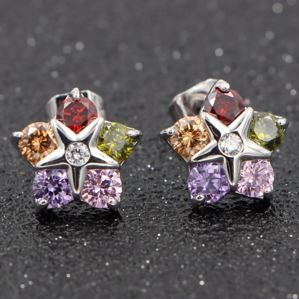 HeeZen Fashion Star Plated Silver Stud Earrings for Women Earring with 5 Colors Cubic Zirconia Stones Earing Jewelry
HeeZen Fashion Star Plated Silver Stud Earrings for Women Earring with 5 Colors Cubic Zirconia Stones Earing Jewelry