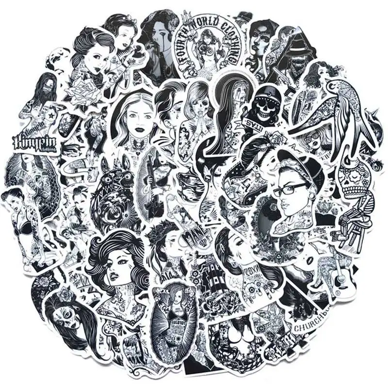 68Pcs/set Black White Sexy Beauty Tatoo Girls Graffiti Stickers For Skateboard Laptop Luggage Fridge PVC Stationery Stickers
68Pcs/set Black White Sexy Beauty Tatoo Girls Graffiti Stickers For Skateboard Laptop Luggage Fridge PVC Stationery Stickers