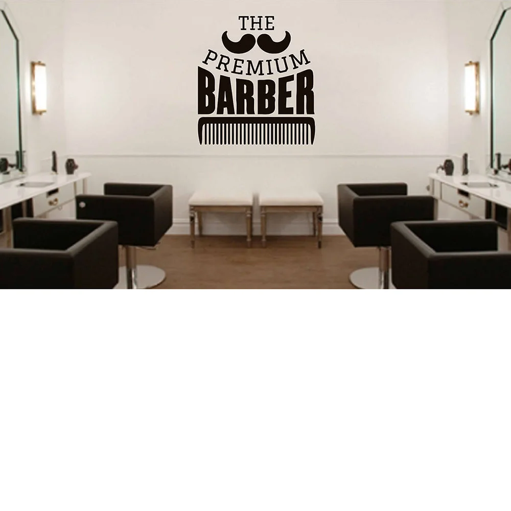 Фото Barbershop comb wall stickers Detachable vinyl Logo Sticker Window Decals Barber's Hair Salon Wall Decal G169 | Дом и сад
