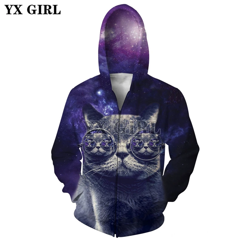 YX GIRL Drop shipping 2018 autumn Fashion Zipper Hoodie Animal style sweatshirt Funny cat Print 3d Mens Womens Hooded jacket
YX GIRL Drop shipping 2018 autumn Fashion Zipper Hoodie Animal style sweatshirt Funny cat Print 3d Mens Womens Hooded jacket