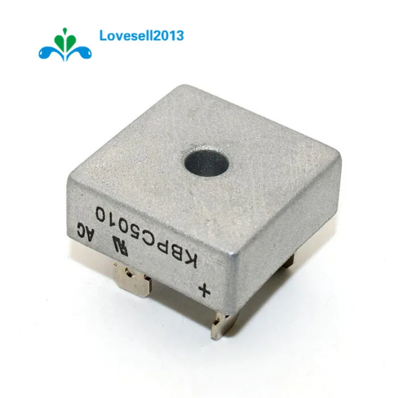 2pcs 50A 1000V Metal Case Single Phases Diode Bridge Rectifier KBPC5010